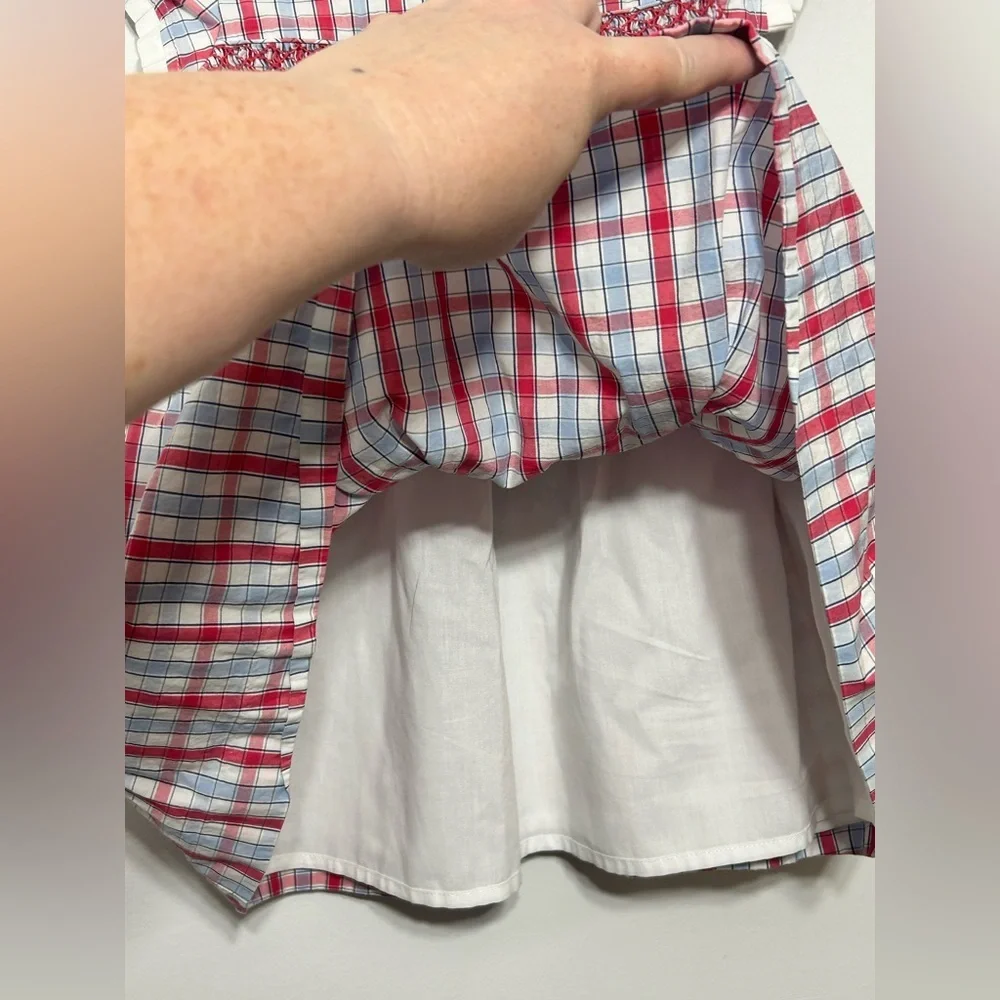 Dombi Smocked Plaid Dress